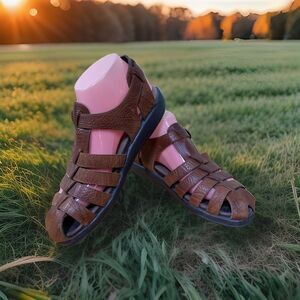 Mephisto Mens Sandals EU 39 Sam Brown Textured Leather Fisherman Roman 4X Shock